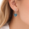 Boucles D'oreilles Nacre Bleue COEUR