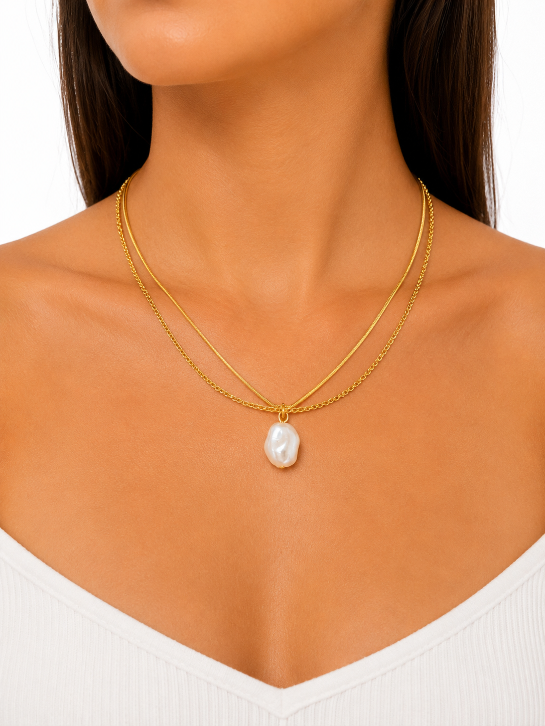 Collier Multi Rangs Perle & Médaillon – Image 5