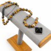 Collier Œil de Tigre & Pendentif Onyx Noir Naturel